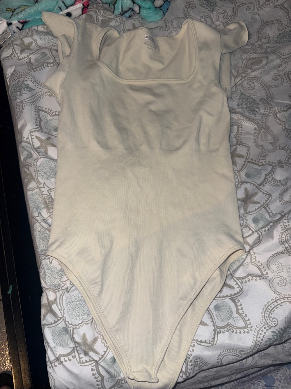 Women’s Cream Ribbed Tank Bodysuit